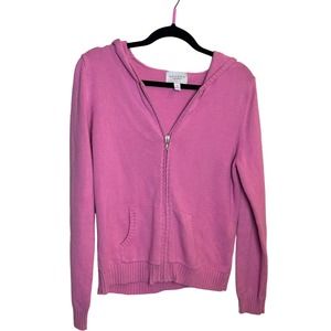 Sonoma Pink Sweater Jacket Full Zip Womens Medium Cotton Blend Barbie